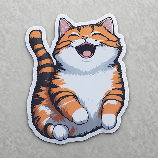 Una pegatina de gato feliz Ilustración