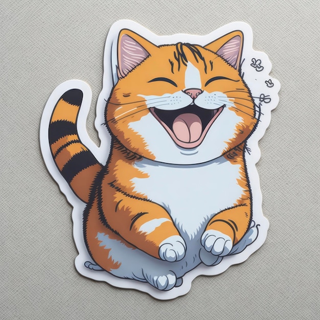 Una pegatina de gato feliz Ilustración