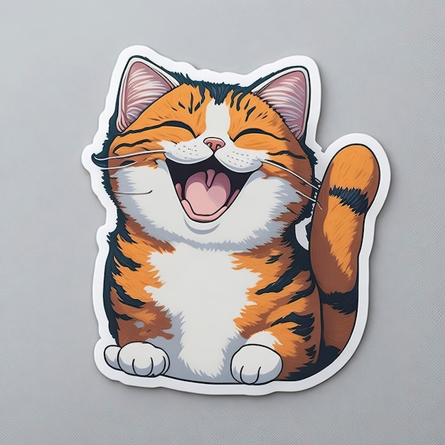 Una pegatina de gato feliz Ilustración