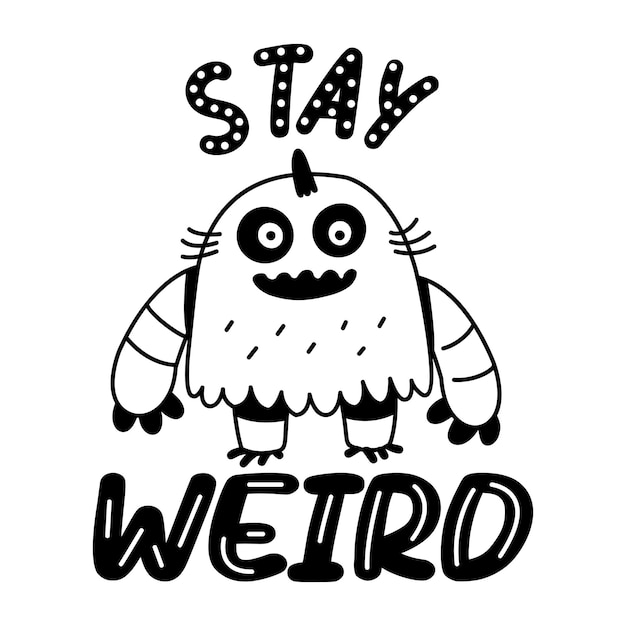 Una pegatina de glifo de un personaje de dibujos animados con tipografía extraña
