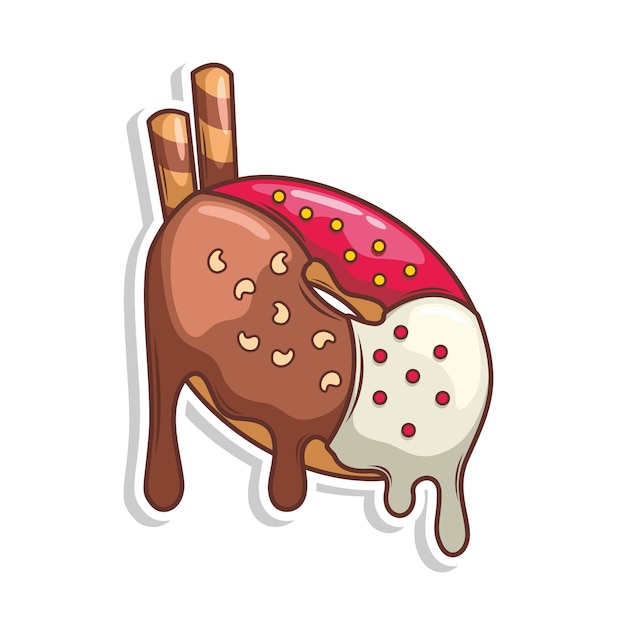 una pegatina de helado con una imagen de un helado y un helado de chocolate