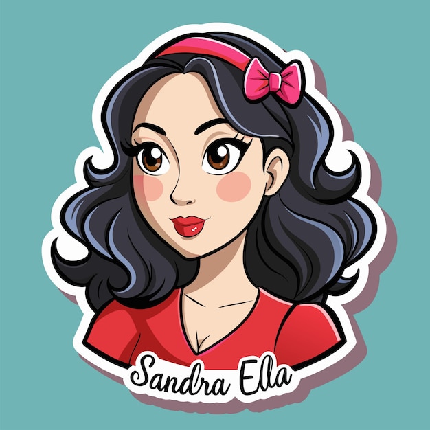 Vector pegatina de una hermosa chica de dibujos animados