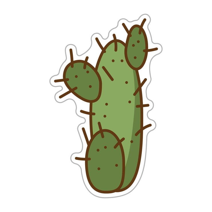 Vector pegatina con ilustración de color de vector de dibujos animados de cactus