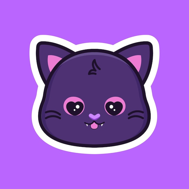 pegatina de lindo gato de halloween con ojos de corazón