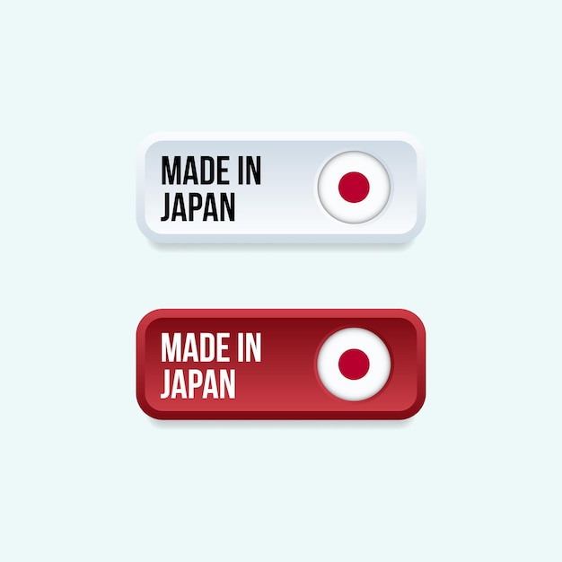 Pegatina made in japan en forma rectangular con bandera del país