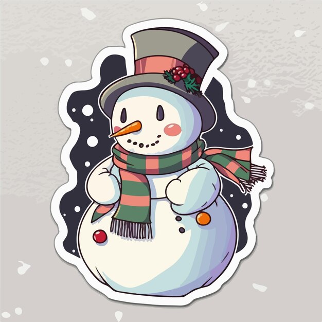 Pegatina de muñeco de nieve de Navidad Muñeco de nieve de Navidad con sombrero Pegatinas de personajes Vacaciones de invierno