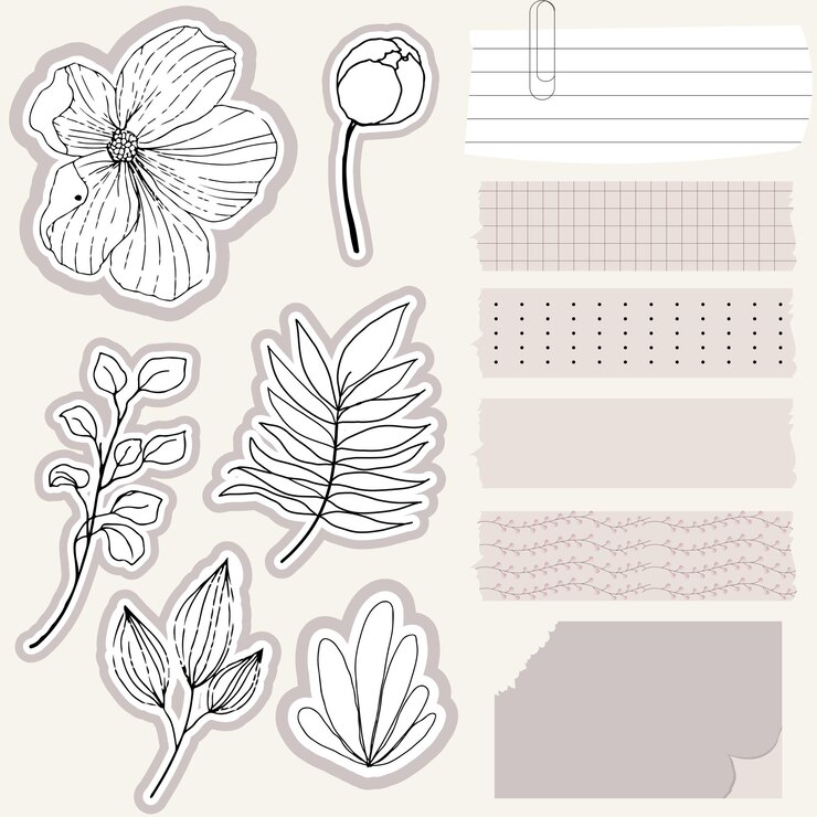 Vector pegatina y nota adhesiva floral