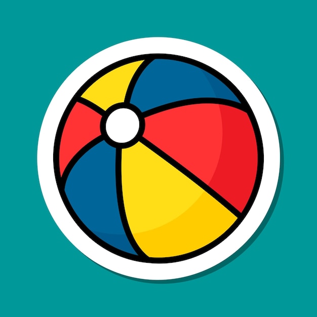 pegatina de pelota de playa colorido símbolo de verano elemento de diseño vectorial
