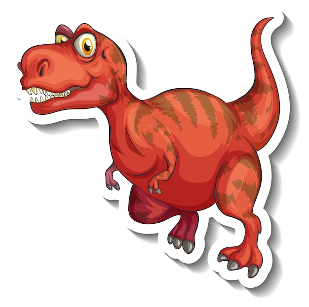 Vector pegatina personaje de dibujos animados de dinosaurio tiranosaurio