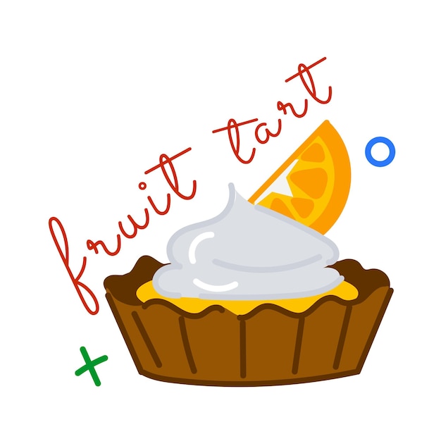 Una pegatina plana de tarta de frutas