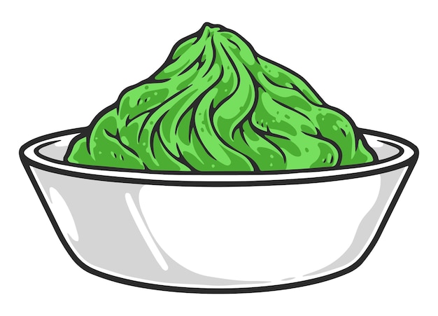 La pegatina de la salsa de wasabi es vintage y colorida.