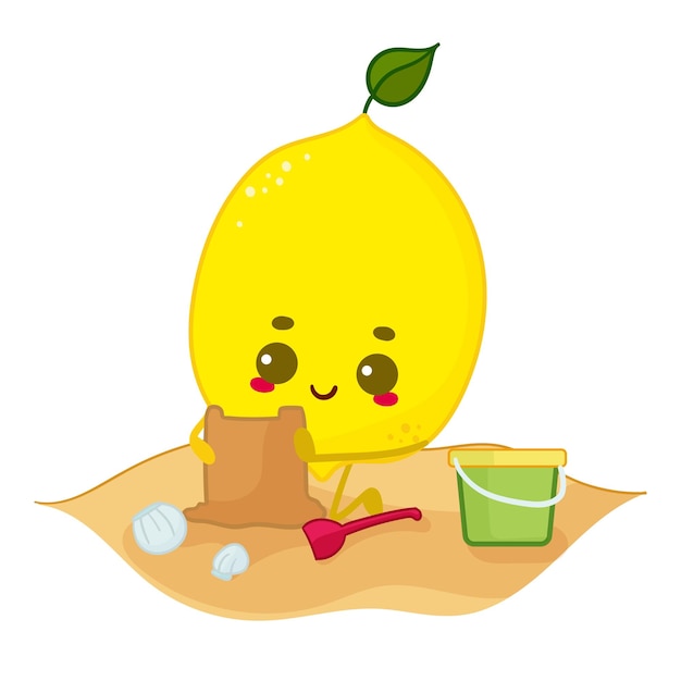 Pegatina verano personaje kawaii limón