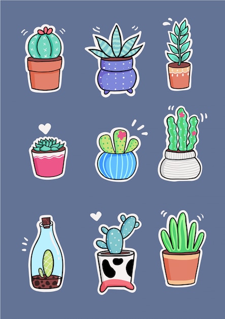 Vector pegatinas de cactus