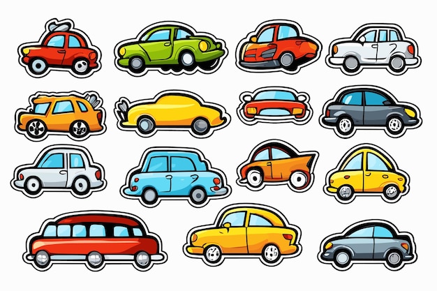 Vector pegatinas de coches antiguos e ilustración de coches de viaje