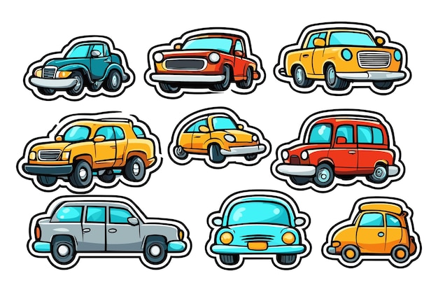 Vector pegatinas de coches antiguos e ilustración de coches de viaje