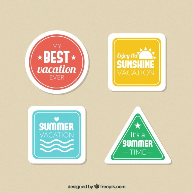 Pegatinas de colores de verano en diferentes formas