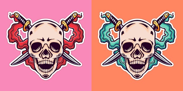 PEGATINAS COOL SKULL DIBUJADAS A MANO
