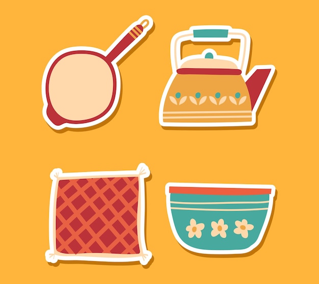 Vector pegatinas de equipo de cocina