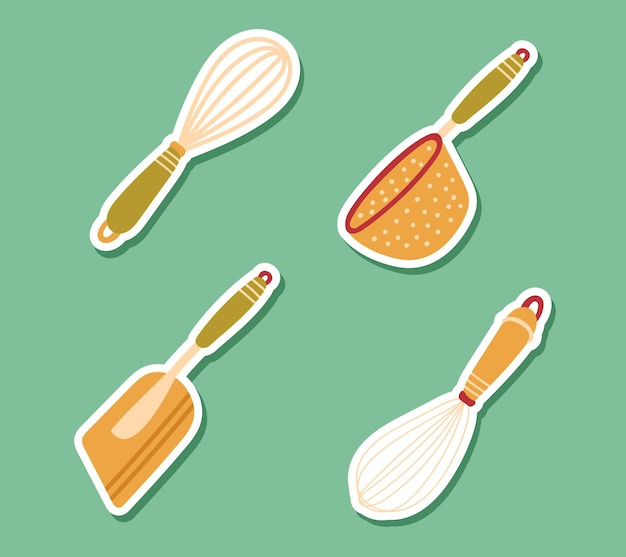 Vector pegatinas de equipo de cocina