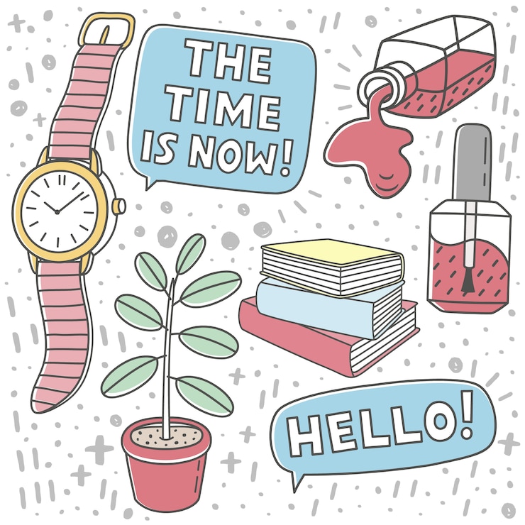 Vector pegatinas en estilo doodle