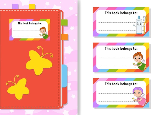 Pegatinas de etiquetas de libros para niños la forma rectangular para el libro de cuaderno diario