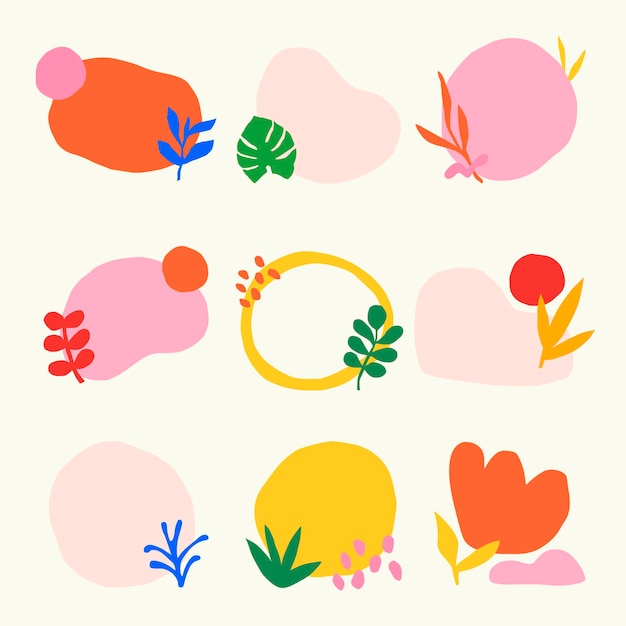 Las pegatinas de forma abstracta establecen un vector de diseño mínimo