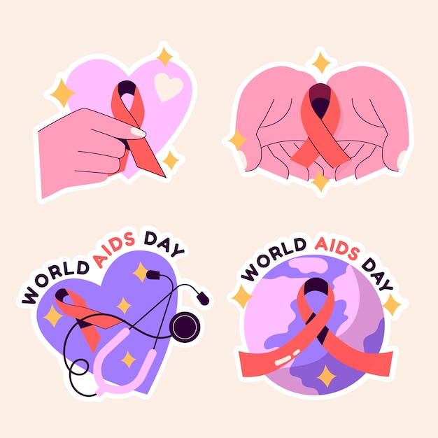 Pegatinas ingenuas del día mundial del sida