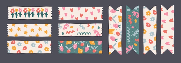 Pegatinas de Kawaii Washi Tape tiras notas adhesivas scotch decorativas para planificador