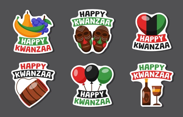 Vector las pegatinas de kwanzaa