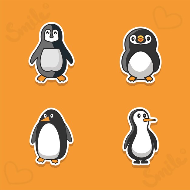 Pegatinas para mascotas de pingüino descarga gratuita de vectores completos