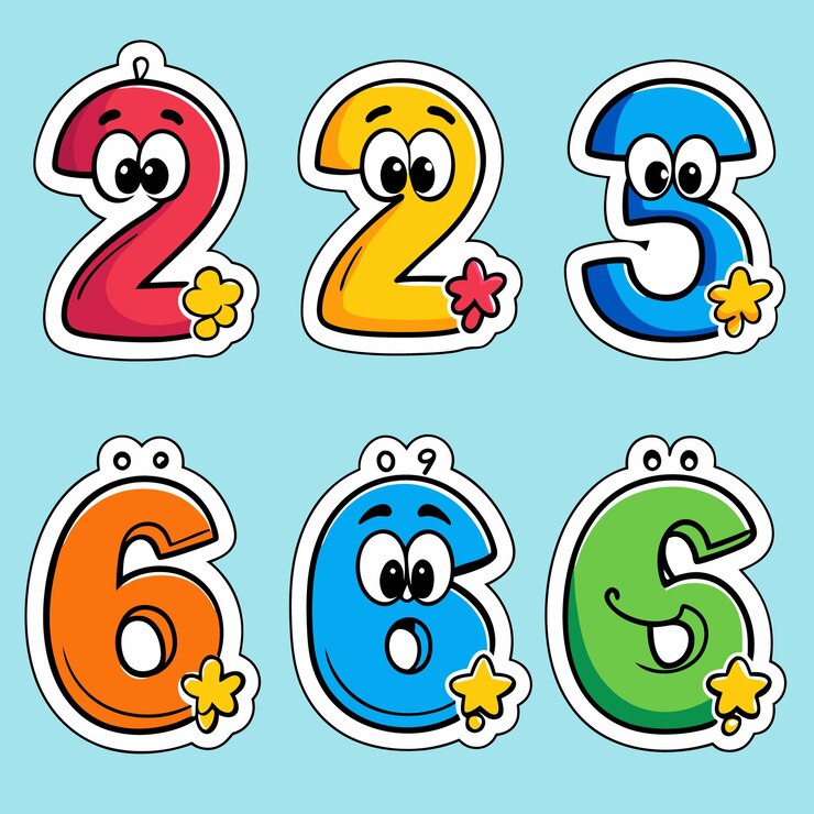 Vector pegatinas de números y letras lindas