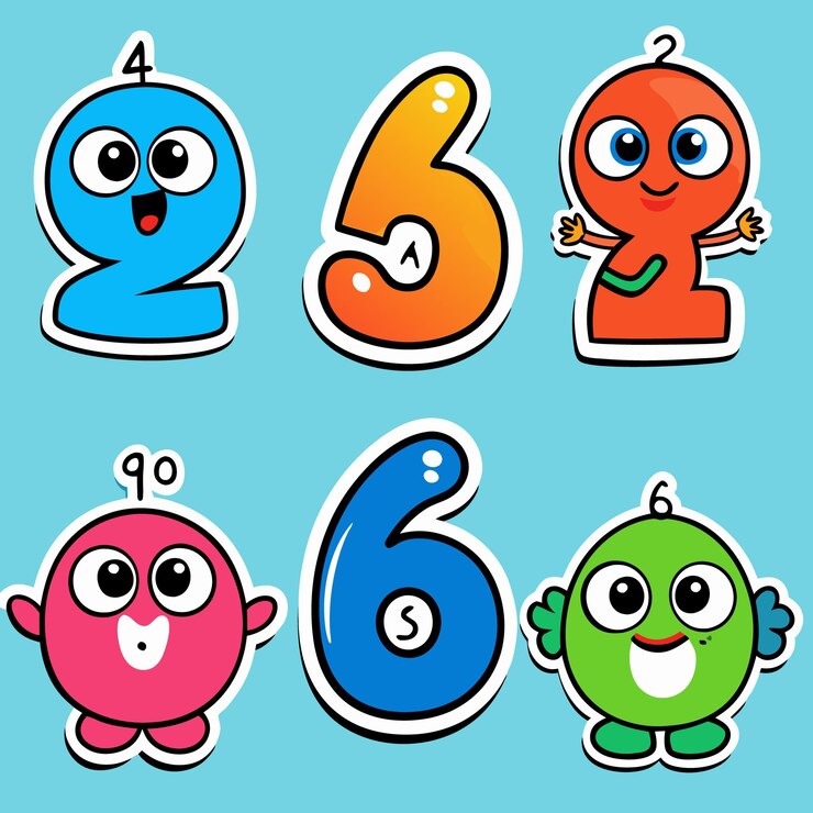 Vector pegatinas de números y letras lindas