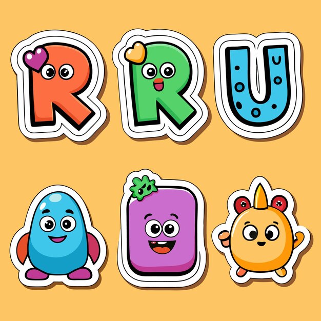 pegatinas de números y letras lindas
