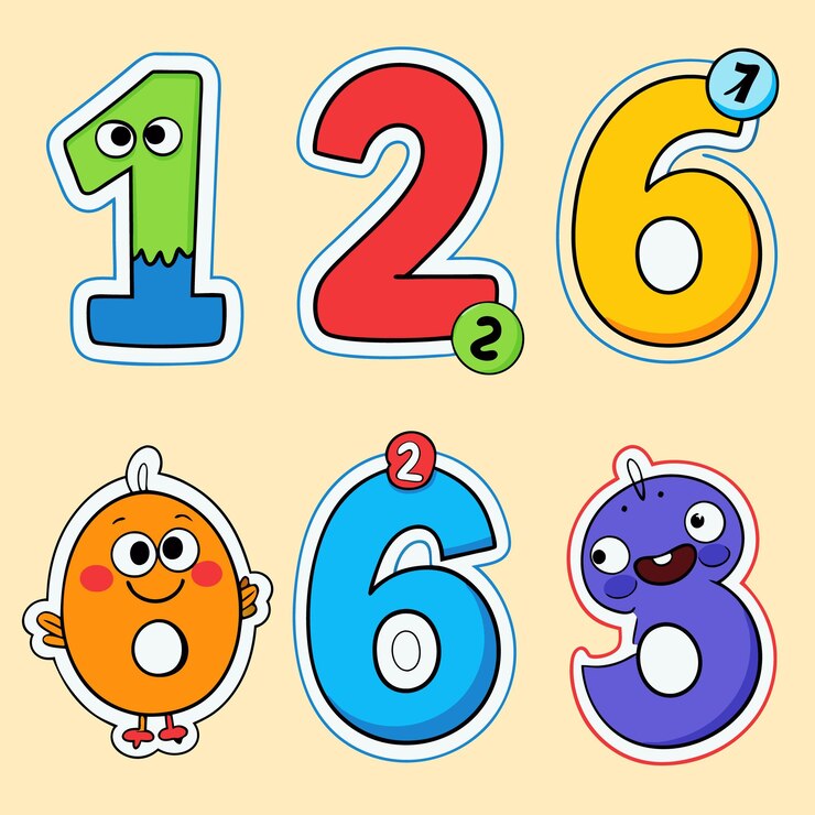 Vector pegatinas de números y letras lindas