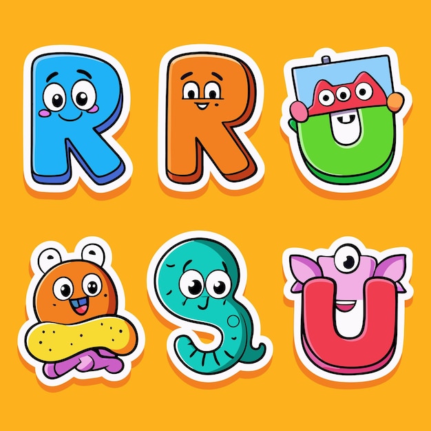 pegatinas de números y letras lindas