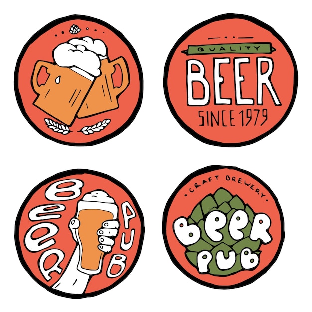 Pegatinas o emblemas de pubs de cerveza