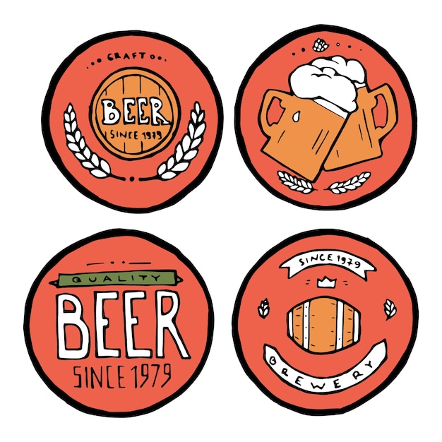 Vector pegatinas o emblemas de pubs de cerveza