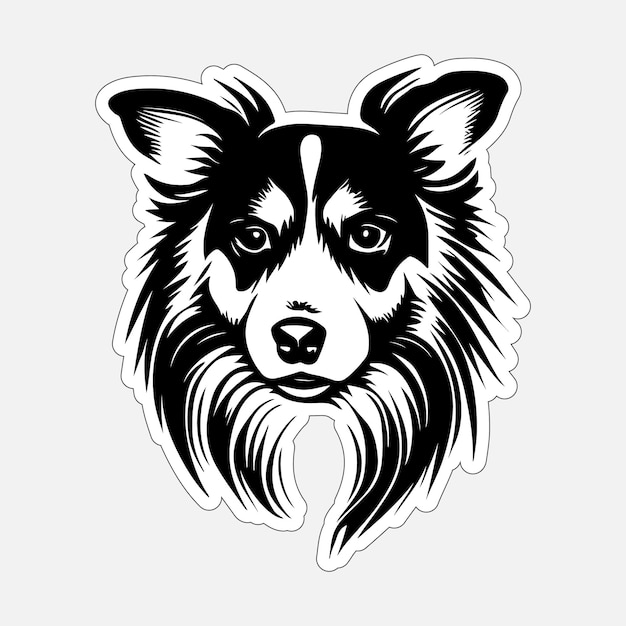 Vector pegatinas de perros imprimibles en blanco y negro