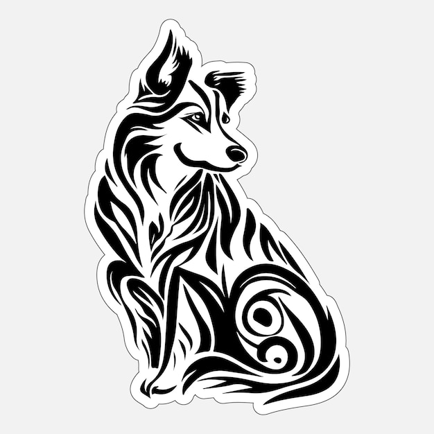 Pegatinas de perros imprimibles en blanco y negro