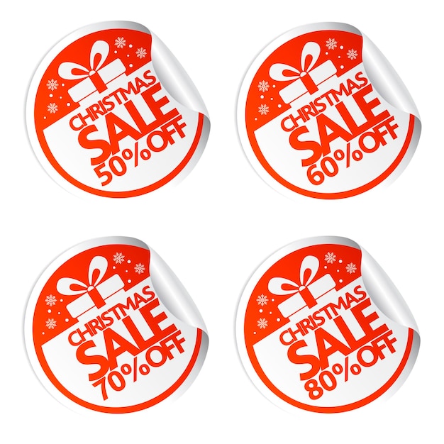 Pegatinas de rebajas navideñas 50607080 con caja de regalo