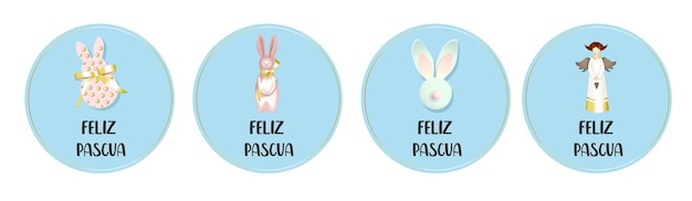 pegatinas redondas para pascua Felices pascuas en español publicidad de primavera de moda