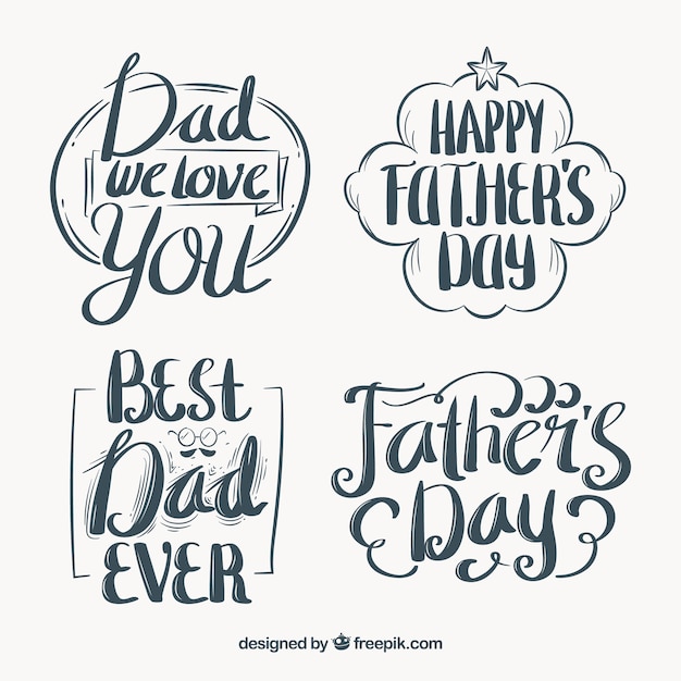 Pegatinas retro del día del padre con tipografía