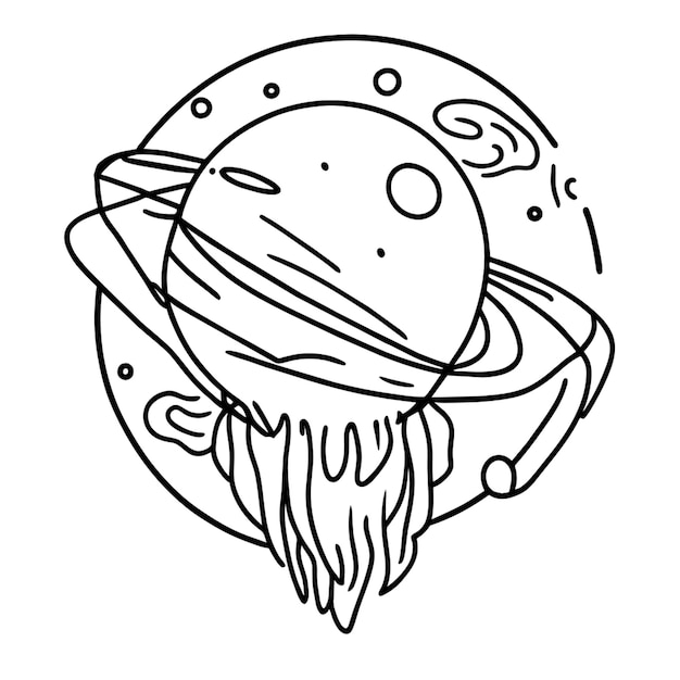 pegatinas con temas del espacio psicodélico ilustración vectorial arte de líneas