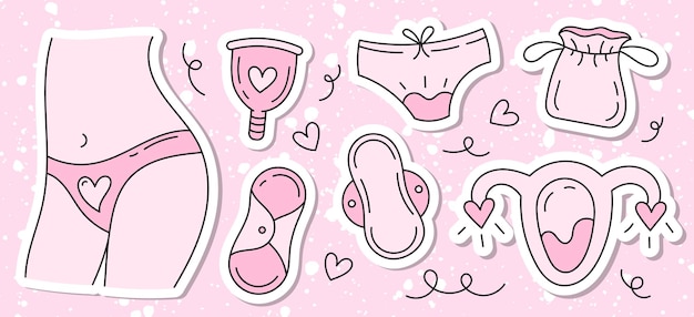 Pegatinas temáticas Menstruación Período Varios productos de higiene femenina Cero objetos de desecho
