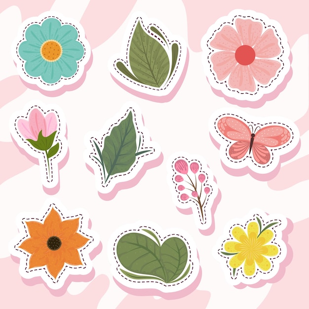 Vector pegatinas de la temporada de primavera