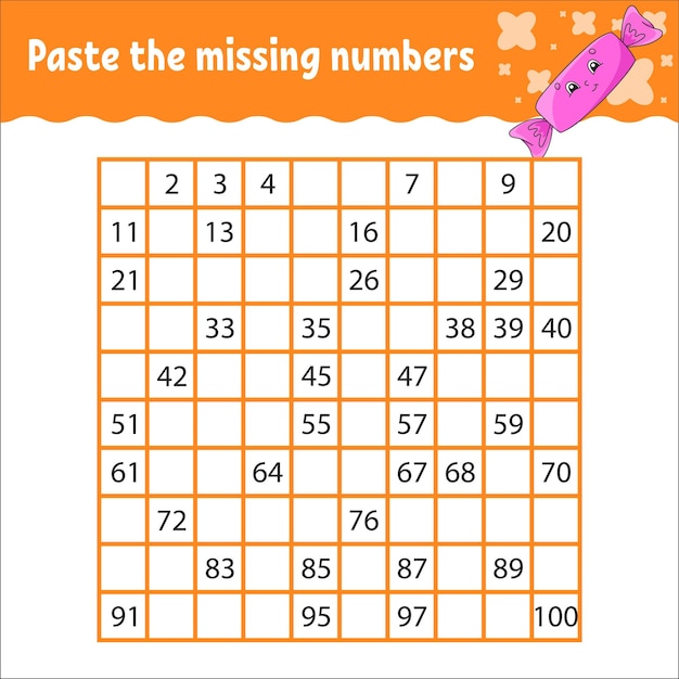 Pegue los números que faltan del 1 al 100 práctica de escritura a mano aprendizaje de números para niños