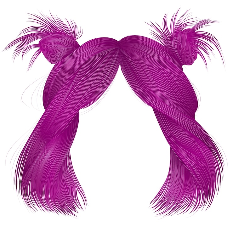 Vector peinado kare para mujeres con dos buns cabellos amarillos colores azules estilo de belleza de moda para mujeres