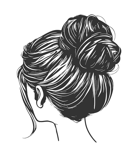 Vector peinado de moño desordenado con updo elegante casual para mujeres cabello creativo y simple de moda