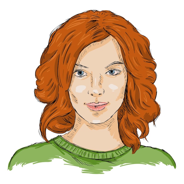 Peinado de mujer de rostro femenino de boceto único vectorial