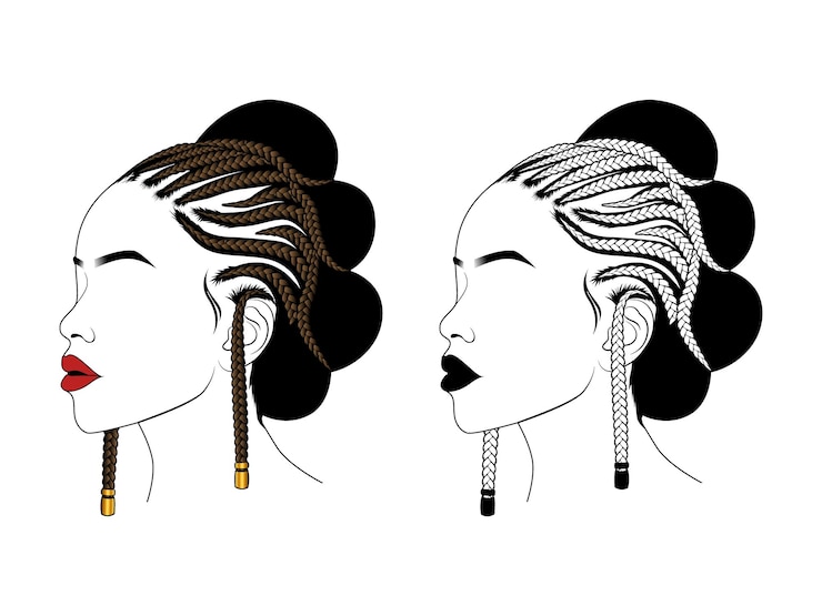 Vector peinado de trenzas africanas